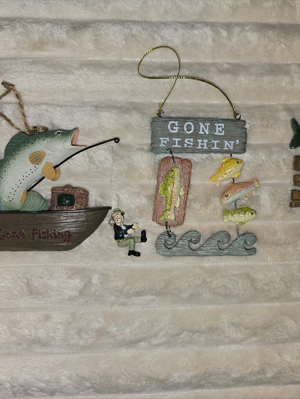 set of 3  Fishing Christmas Ornaments